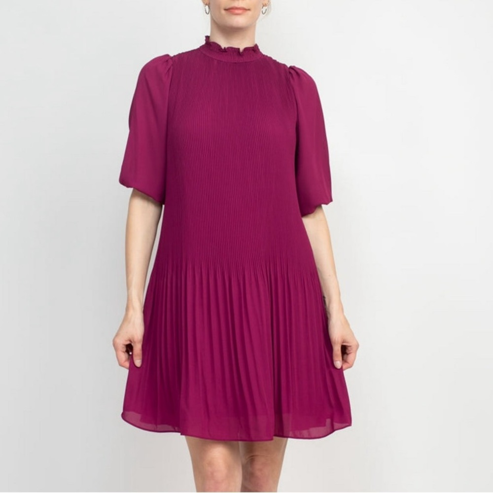 NWT Nanette Lepore Mock Neck Accordion Pleat Dress
